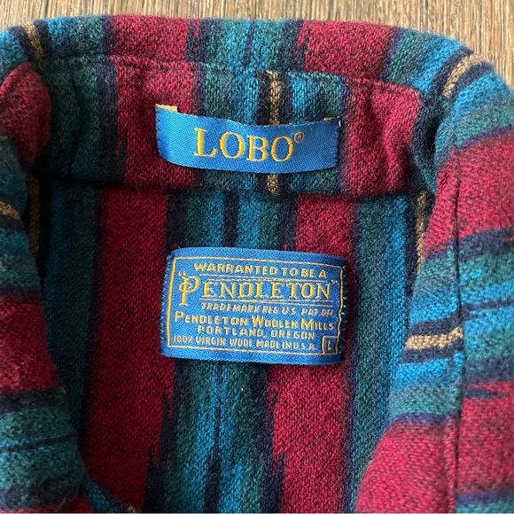 Vintage Pendleton lobo aztec southwestern western wool button front shirt large - Picture 4 of 9